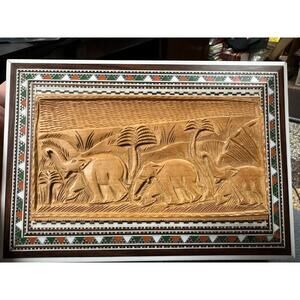 Inlaid & hand carved‎ wood mosaic